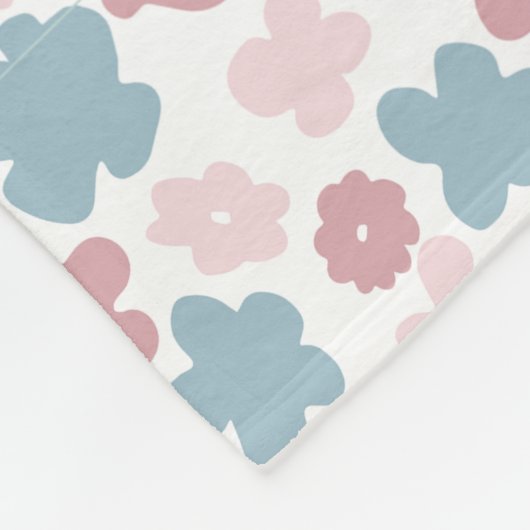 Monogram Roze Blauw Floral Modern Boho Trendy Gift Fleece Deken (Hoek)