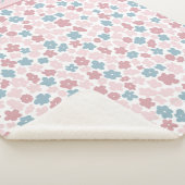 Monogram Roze Blauw Floral Modern Boho Trendy Gift Sherpa Deken (3/4)