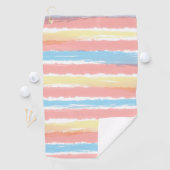 Monogram Roze Blauw Geel Wit Aquarel Strepen Golfhanddoek (Insitu)