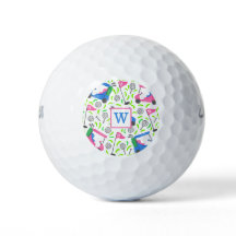 Monogram Roze Blauw Groen Golf Preppy