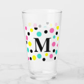 Monogram roze blauwe gele pokkendots glas (Achterkant)