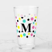 Monogram roze blauwe gele pokkendots glas (Voorkant)