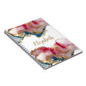 Monogram Roze blauwe goudwas Waterverf Abstract Notitieboek (Rechterzijde)