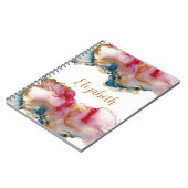 Monogram Roze blauwe goudwas Waterverf Abstract Notitieboek (Linkerzijde)