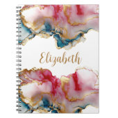 Monogram Roze blauwe goudwas Waterverf Abstract Notitieboek (Voorkant)