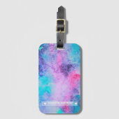 Monogram  Roze Blauwe Paarse Salty Waterverf Bagagelabel (Voorkant (verticaal))