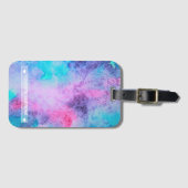 Monogram  Roze Blauwe Paarse Salty Waterverf Bagagelabel (Voorkant (horizontaal))