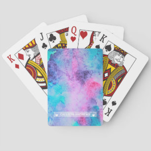 Monogram  Roze Blauwe Paarse Salty Waterverf Pokerkaarten