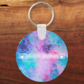 Monogram  Roze Blauwe Paarse Salty Waterverf Sleutelhanger (Voorkant)