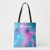 Monogram  Roze Blauwe Paarse Salty Waterverf Tote Bag (Voorkant)