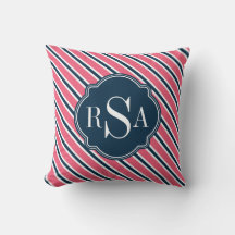 Monogram roze blauwe streep patroon