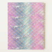Monogram roze blauwe zilver Glitter Mermaid Scales Planner (Achterkant)