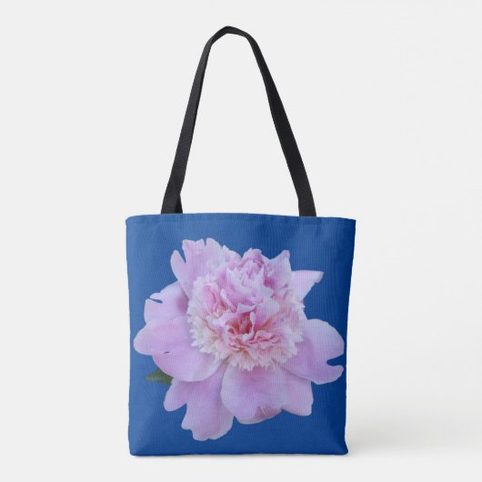 Monogram roze bloem blauw tote bag (Achterkant)