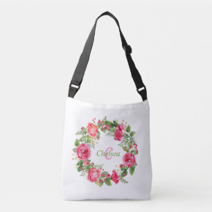 Monogram Roze Bloem Bruiloft Crossbody Tas