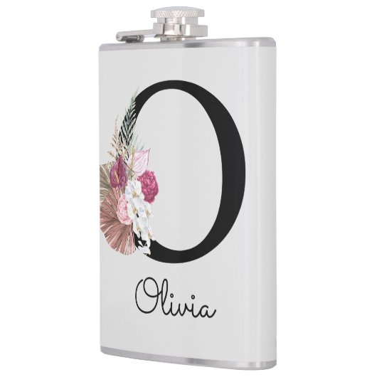 Monogram Roze Bloem Initial O Heupfles (Links)