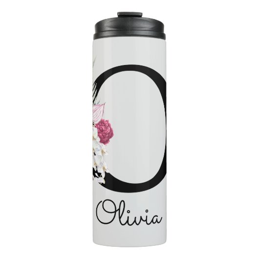 Monogram Roze Bloem Initial O Thermosbeker (Voorkant)