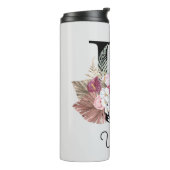 Monogram Roze Bloem Initial U Thermosbeker (Gedraaid links)
