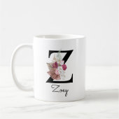 Monogram Roze Bloem Initial W Koffie Z Koffiemok (Links)