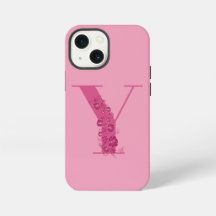 Monogram Roze Bloem Letter Y iPhone Hoesje
