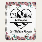 Monogram Roze Bloem Naam Hart Trouw Planner (Voorkant)