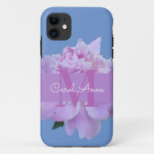 Monogram Roze Bloem Zacht Blauw Case-Mate iPhone Case (Achterkant)
