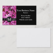 Monogram roze bloembloem visitekaartje (Voorkant / Achterkant)