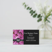 Monogram roze bloembloem visitekaartje (Staand voorkant)