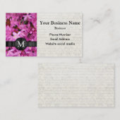 Monogram roze bloembloem visitekaartje (Voorkant / Achterkant)