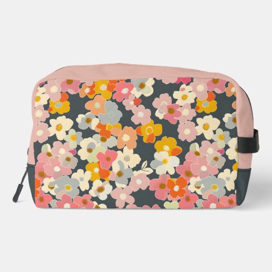 Monogram Roze Bloemen Initiaal Toilettasje (Achterkant)