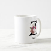 Monogram Roze Bloemen Initiaal W Coffee Z Koffiemok (Voorkant rechts)