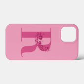 Monogram Roze Bloemen Letter R iPhone Case (Achterkant (horizontaal))