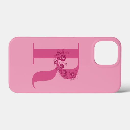 Monogram Roze Bloemen Letter R iPhone Case (Achterkant (horizontaal))