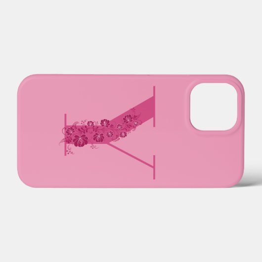 Monogram Roze Bloemen Letter Y iPhone Case (Achterkant (horizontaal))