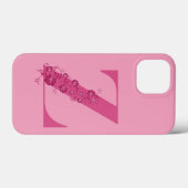 Monogram Roze Bloemen Letter Z iPhone Case (Achterkant (horizontaal))