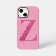 Monogram Roze Bloemen Letter Z iPhone Case