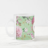 Monogram roze bloemen matglas koffiemok (Links)