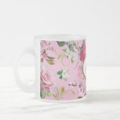 Monogram roze bloemen matglas koffiemok (Links)