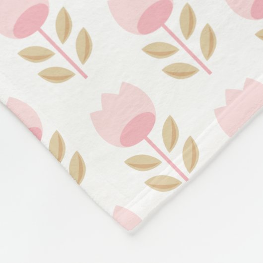 Monogram Roze Bloemen Patroon Baby Meisje Kwekerij Fleece Deken (Hoek)