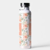 Monogram Roze Bloemen Roos Waterfles (Rechts)