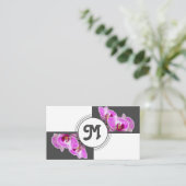 Monogram roze bloemflorist elegant witte tegel visitekaartje (Staand voorkant)