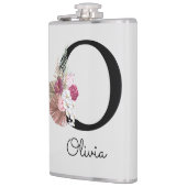 Monogram roze bloemig Initiaal O Heupfles (Links)