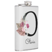 Monogram roze bloemig Initiaal O Heupfles (Rechts)