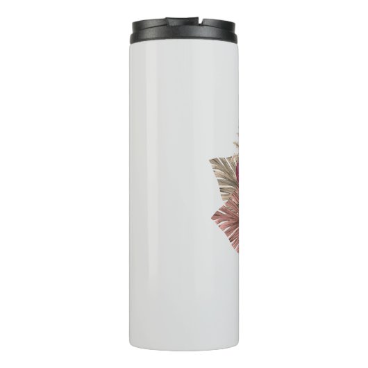 Monogram roze bloemig Initiaal O Thermosbeker (Achterkant)