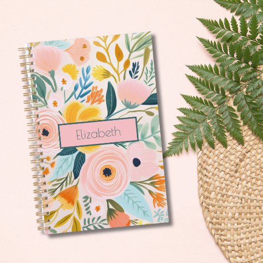 Monogram Roze Bloemige Botanische Waterverf Planner