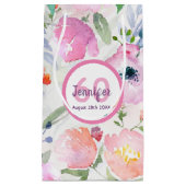 Monogram roze bloemkolen klein cadeauzakje (Voorkant)