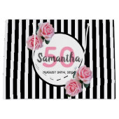 Monogram roze bloemkolen van Birthday Groot Cadeauzakje (Voorkant)