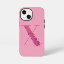 Monogram roze bloemletter X iPhone hoesje