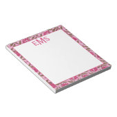 Monogram Roze Blok Print, Bloemen Notitieblok (Schuin)
