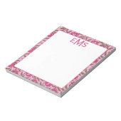 Monogram Roze Blok Print, Bloemen Notitieblok (Linkerzijde)