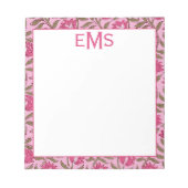 Monogram Roze Blok Print, Bloemen Notitieblok (Voorkant)
